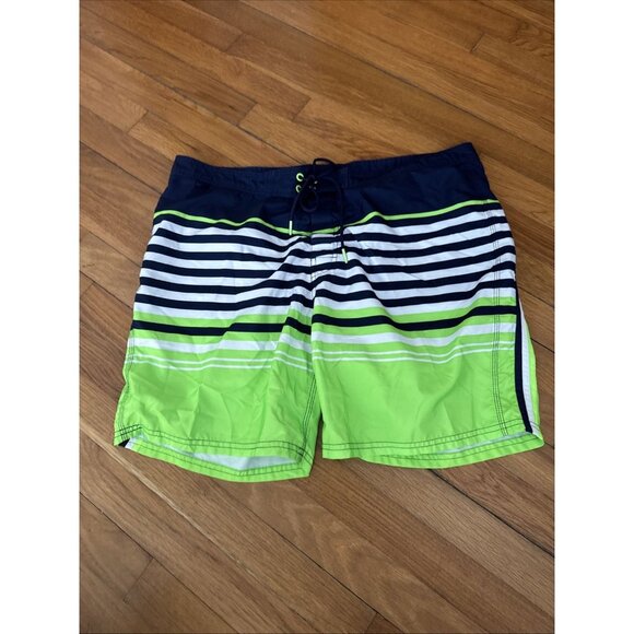 Sundek Men's Blue/Green Striped Swim Trunks Bathing Suit Size 38 XL - Picture 1 of 6